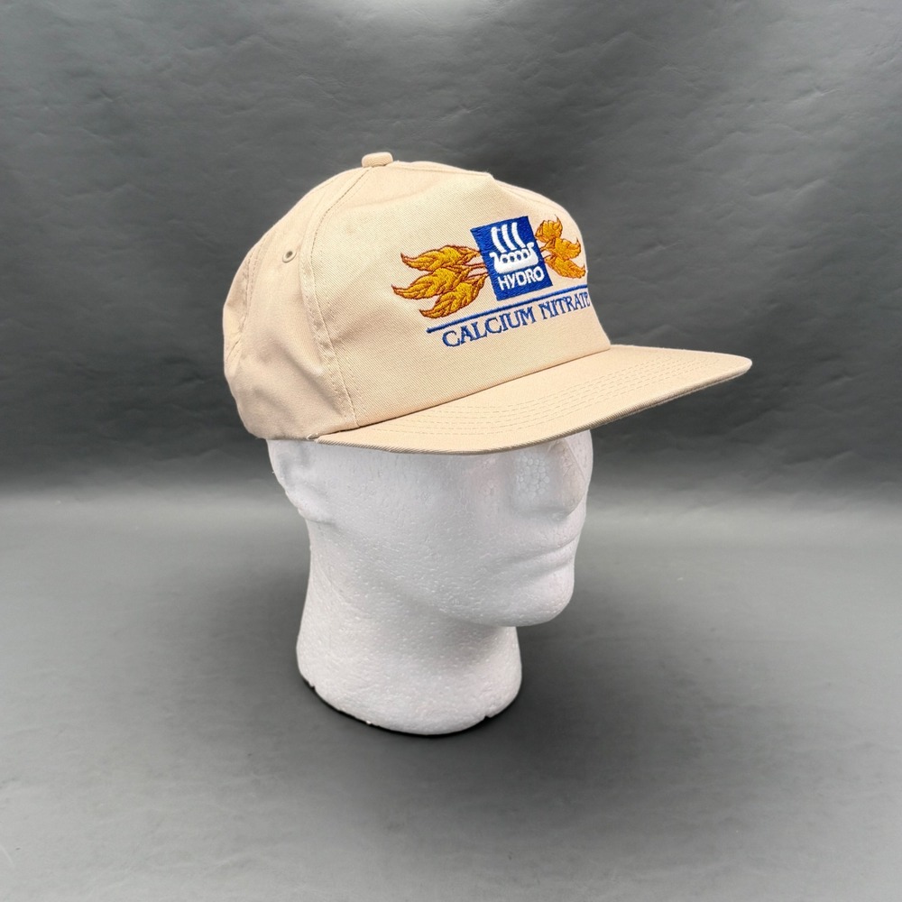 Vintage Hydro Calcium Nitrate Hat Snapback Cap Made in USA Tan Embroidered